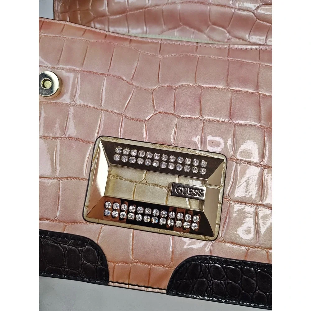 GUESS Satine Boudoir Rose Multi Pink Croc Shoulder Bag Rhinestone NWT RH259706